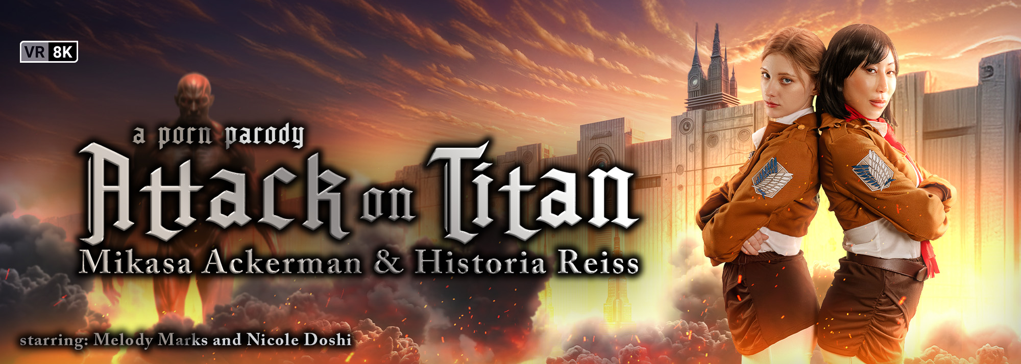 Attack on Titan: Mikasa Ackerman & Historia Reiss (A Porn Parody) - VR Video, Starring: Nicole Doshi, Melody Marks