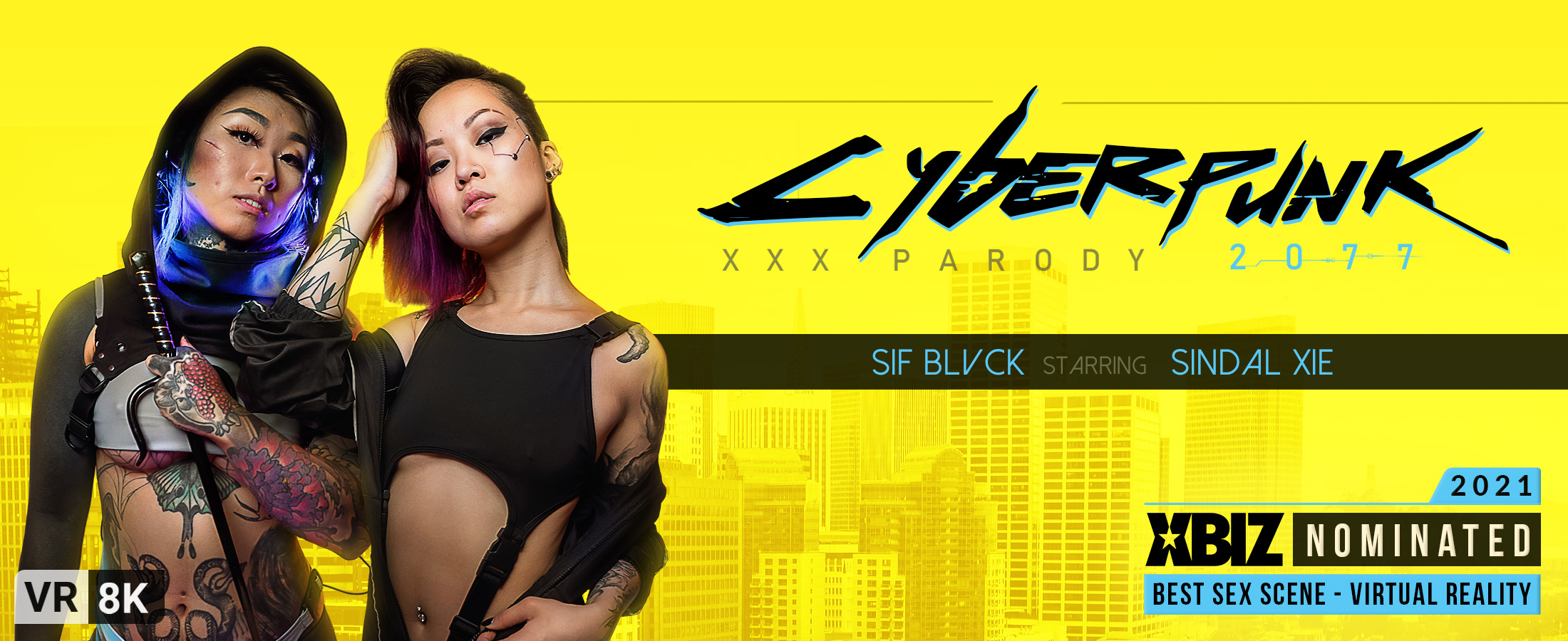 Cyberpunk 2077 XXX Parody - VR Video, Starring: Sindal Xie, Sif Blvck