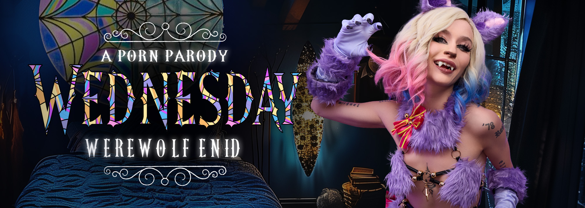 Wednesday: Werewolf Enid (A Porn Parody) - VR Video, Starring: Emma Rosie